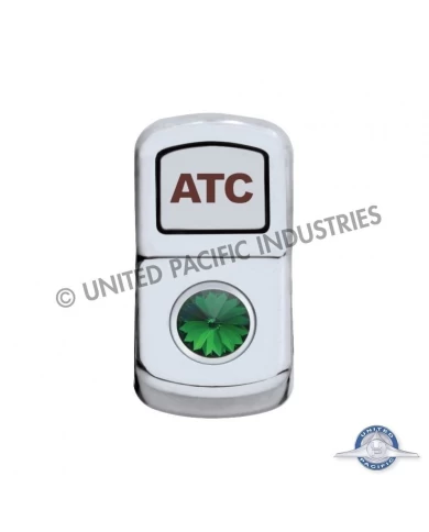 (CARD) CHROME PLASTIC "ATC" ROCKER SWITCH COVER W/ DIAMOND - GREEN (CARD) CHROME PLASTIC "ATC" ROCKER SWITCH COVER W/ DIAMOND - GREEN