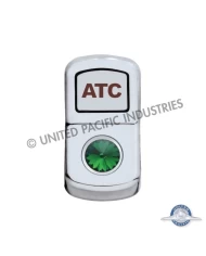 (CARD) CHROME PLASTIC "ATC" ROCKER SWITCH COVER W/ DIAMOND - GREEN