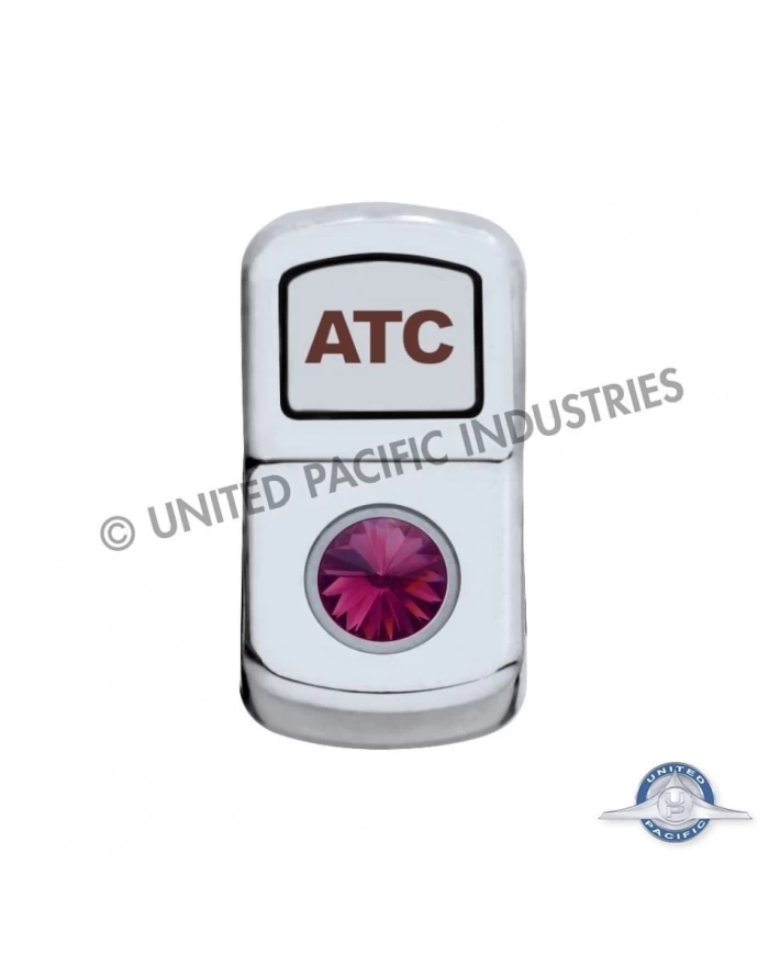 (CARD) CHROME PLASTIC "ATC" ROCKER SWITCH COVER W/ DIAMOND - PURPLE