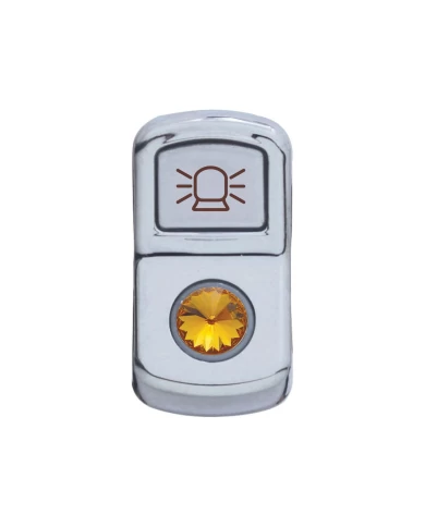(CARD) CHROME PLASTIC "BEACON LIGHT" ROCKER SWITCH COVER W/ DIAMOND - AMBER (CARD) CHROME PLASTIC "BEACON LIGHT" ROCKER SWITCH COVER W/ DIAMOND - AMBER