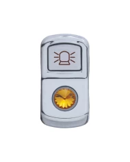 (CARD) CHROME PLASTIC "BEACON LIGHT" ROCKER SWITCH COVER W/ DIAMOND - AMBER