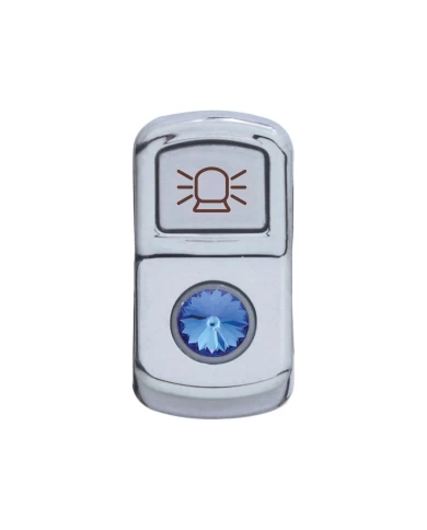(CARD) CHROME PLASTIC "BEACON LIGHT" ROCKER SWITCH COVER W/ DIAMOND - BLUE (CARD) CHROME PLASTIC "BEACON LIGHT" ROCKER SWITCH COVER W/ DIAMOND - BLUE