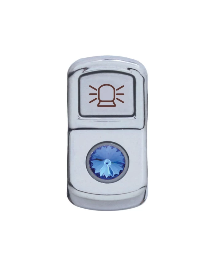 (CARD) CHROME PLASTIC "BEACON LIGHT" ROCKER SWITCH COVER W/ DIAMOND - BLUE