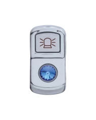 (CARD) CHROME PLASTIC "BEACON LIGHT" ROCKER SWITCH COVER W/ DIAMOND - BLUE