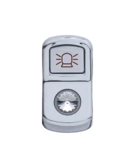 (CARD) CHROME PLASTIC "BEACON LIGHT" ROCKER SWITCH COVER W/ DIAMOND - CLEAR