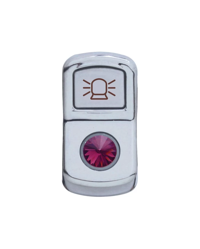 (CARD) CHROME PLASTIC "BEACON LIGHT" ROCKER SWITCH COVER W/ DIAMOND - PURPLE