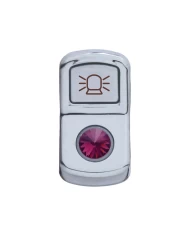 (CARD) CHROME PLASTIC "BEACON LIGHT" ROCKER SWITCH COVER W/ DIAMOND - PURPLE