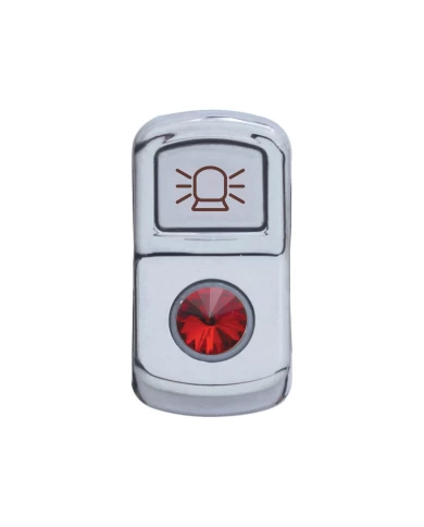 (CARD) CHROME PLASTIC "BEACON LIGHT" ROCKER SWITCH COVER W/ DIAMOND - RED (CARD) CHROME PLASTIC "BEACON LIGHT" ROCKER SWITCH COVER W/ DIAMOND - RED