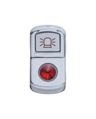 (CARD) CHROME PLASTIC "BEACON LIGHT" ROCKER SWITCH COVER W/ DIAMOND - RED