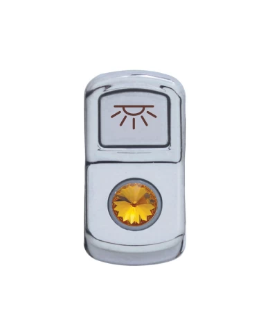(CARD) CHROME PLASTIC "CAB LIGHT" ROCKER SWITCH COVER W/ DIAMOND - AMBER (CARD) CHROME PLASTIC "CAB LIGHT" ROCKER SWITCH COVER W/ DIAMOND - AMBER