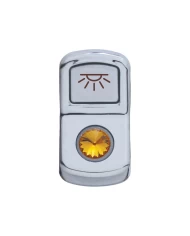 (CARD) CHROME PLASTIC "CAB LIGHT" ROCKER SWITCH COVER W/ DIAMOND - AMBER (CARD) CHROME PLASTIC "CAB LIGHT" ROCKER SWITCH COVER W/ DIAMOND - AMBER