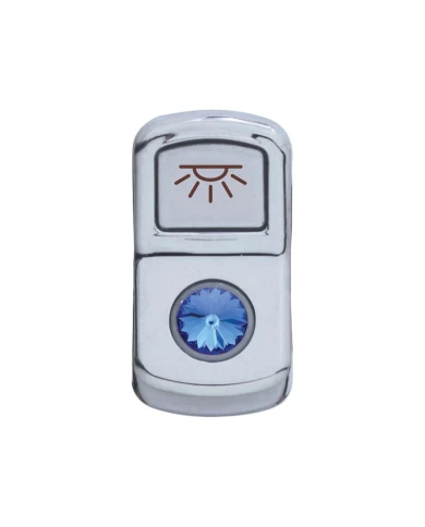 (CARD) CHROME PLASTIC "CAB LIGHT" ROCKER SWITCH COVER W/ DIAMOND - BLUE (CARD) CHROME PLASTIC "CAB LIGHT" ROCKER SWITCH COVER W/ DIAMOND - BLUE