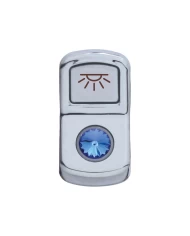 (CARD) CHROME PLASTIC "CAB LIGHT" ROCKER SWITCH COVER W/ DIAMOND - BLUE