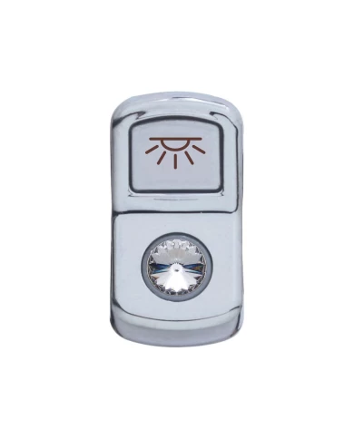(CARD) CHROME PLASTIC "CAB LIGHT" ROCKER SWITCH COVER W/ DIAMOND - CLEAR (CARD) CHROME PLASTIC "CAB LIGHT" ROCKER SWITCH COVER W/ DIAMOND - CLEAR