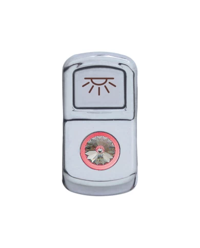 (CARD) CHROME PLASTIC "CAB LIGHT" ROCKER SWITCH COVER W/ DIAMOND - CLEAR (CARD) CHROME PLASTIC "CAB LIGHT" ROCKER SWITCH COVER W/ DIAMOND - CLEAR