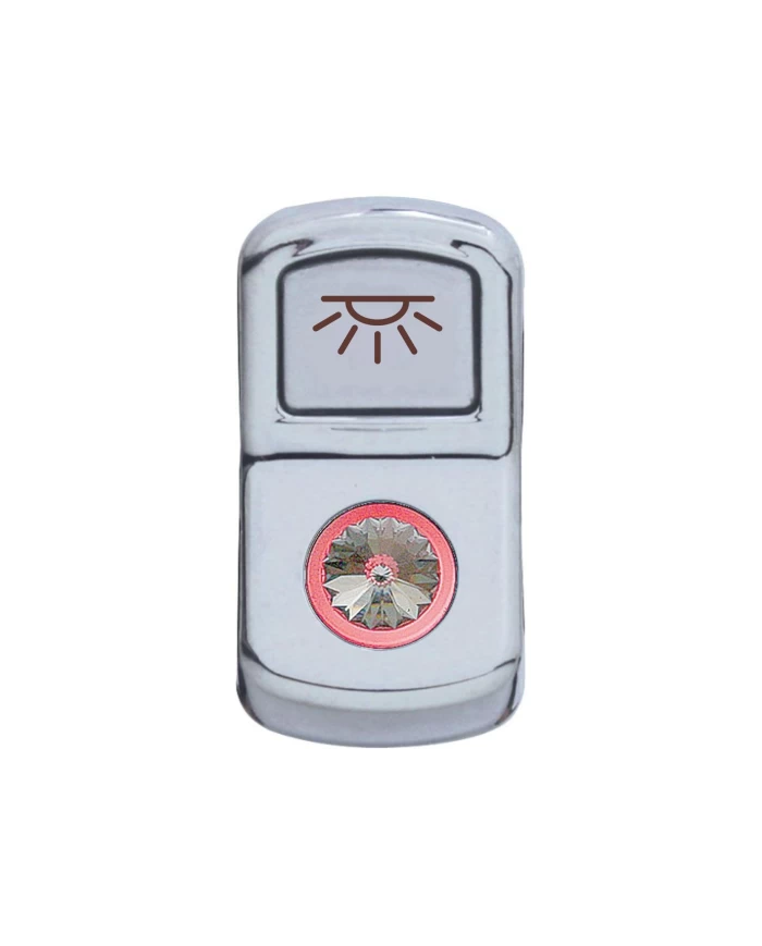(CARD) CHROME PLASTIC "CAB LIGHT" ROCKER SWITCH COVER W/ DIAMOND - CLEAR