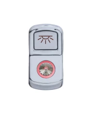 (CARD) CHROME PLASTIC "CAB LIGHT" ROCKER SWITCH COVER W/ DIAMOND - CLEAR
