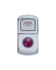 (CARD) CHROME PLASTIC "CAB LIGHT" ROCKER SWITCH COVER W/ DIAMOND - PURPLE