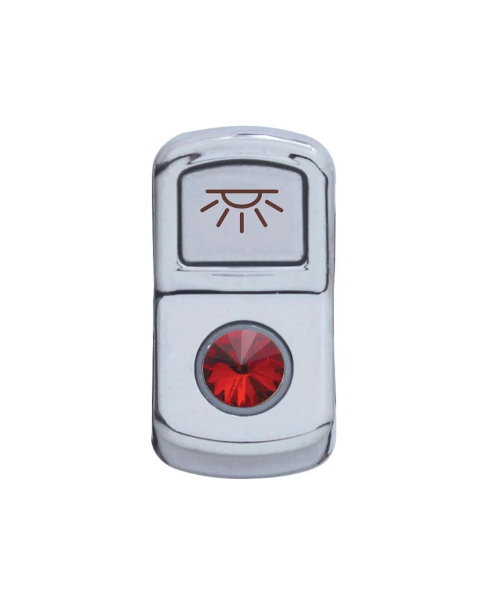 (CARD) CHROME PLASTIC "CAB LIGHT" ROCKER SWITCH COVER W/ DIAMOND - RED