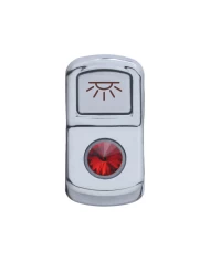 (CARD) CHROME PLASTIC "CAB LIGHT" ROCKER SWITCH COVER W/ DIAMOND - RED