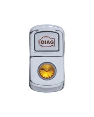 (CARD) CHROME PLASTIC "DIAGNOSTIC" ROCKER SWITCH COVER W/ DIAMOND - AMBER