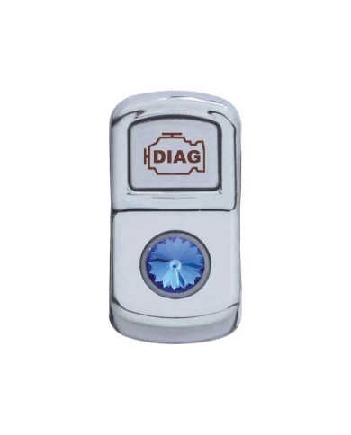 (CARD) CHROME PLASTIC "DIAGNOSTIC" ROCKER SWITCH COVER W/ DIAMOND - BLUE (CARD) CHROME PLASTIC "DIAGNOSTIC" ROCKER SWITCH COVER W/ DIAMOND - BLUE