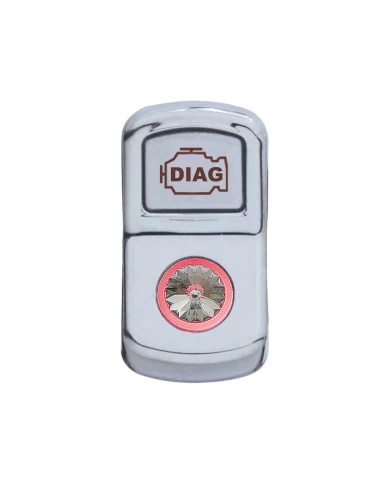 (CARD) CHROME PLASTIC "DIAGNOSTIC" ROCKER SWITCH COVER W/ DIAMOND - CLEAR (CARD) CHROME PLASTIC "DIAGNOSTIC" ROCKER SWITCH COVER W/ DIAMOND - CLEAR