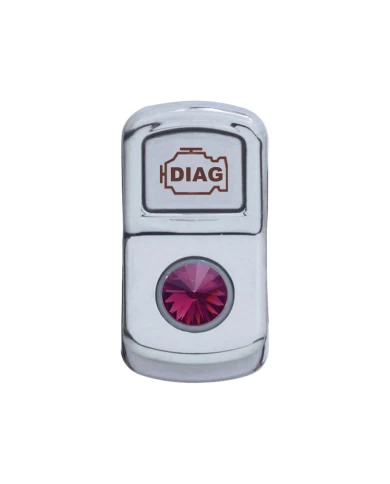 (CARD) CHROME PLASTIC "DIAGNOSTIC" ROCKER SWITCH COVER W/ DIAMOND - PURPLE (CARD) CHROME PLASTIC "DIAGNOSTIC" ROCKER SWITCH COVER W/ DIAMOND - PURPLE