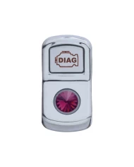 (CARD) CHROME PLASTIC "DIAGNOSTIC" ROCKER SWITCH COVER W/ DIAMOND - PURPLE