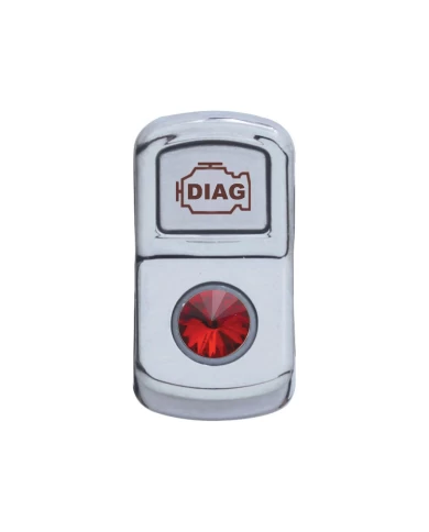 (CARD) CHROME PLASTIC "DIAGNOSTIC" ROCKER SWITCH COVER W/ DIAMOND - RED (CARD) CHROME PLASTIC "DIAGNOSTIC" ROCKER SWITCH COVER W/ DIAMOND - RED
