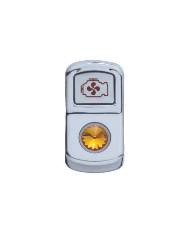 (CARD) CHROME PLASTIC "ENGINE FAN" ROCKER SWITCH COVER W/ DIAMOND - AMBER (CARD) CHROME PLASTIC "ENGINE FAN" ROCKER SWITCH COVER W/ DIAMOND - AMBER