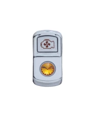 (CARD) CHROME PLASTIC "ENGINE FAN" ROCKER SWITCH COVER W/ DIAMOND - AMBER