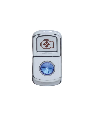 (CARD) CHROME PLASTIC "ENGINE FAN" ROCKER SWITCH COVER W/ DIAMOND - BLUE (CARD) CHROME PLASTIC "ENGINE FAN" ROCKER SWITCH COVER W/ DIAMOND - BLUE