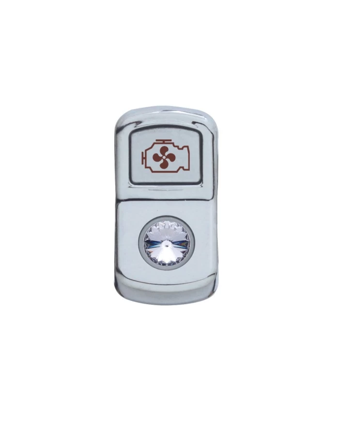 (CARD) CHROME PLASTIC "ENGINE FAN" ROCKER SWITCH COVER W/ DIAMOND - CLEAR