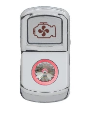 (CARD) CHROME PLASTIC "ENGINE FAN" ROCKER SWITCH COVER W/ DIAMOND - CLEAR