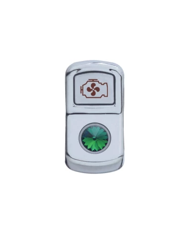 (CARD) CHROME PLASTIC "ENGINE FAN" ROCKER SWITCH COVER W/ DIAMOND - GREEN (CARD) CHROME PLASTIC "ENGINE FAN" ROCKER SWITCH COVER W/ DIAMOND - GREEN