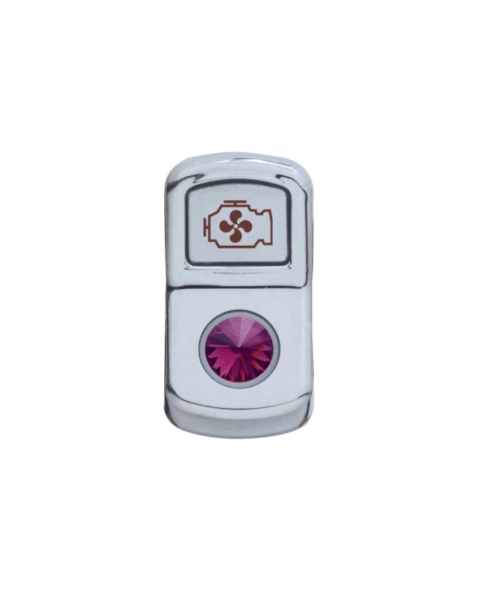 (CARD) CHROME PLASTIC "ENGINE FAN" ROCKER SWITCH COVER W/ DIAMOND - PURPLE