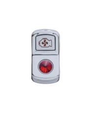 (CARD) CHROME PLASTIC "ENGINE FAN" ROCKER SWITCH COVER W/ DIAMOND - RED