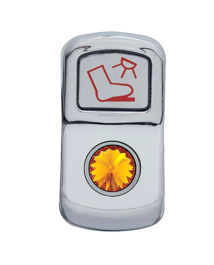 (CARD) CHROME PLASTIC "FLOOR LIGHT" ROCKER SWITCH COVER W/ DIAMOND - AMBER