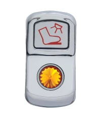 (CARD) CHROME PLASTIC "FLOOR LIGHT" ROCKER SWITCH COVER W/ DIAMOND - AMBER