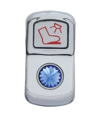 (CARD) CHROME PLASTIC "FLOOR LIGHT" ROCKER SWITCH COVER W/ DIAMOND - BLUE