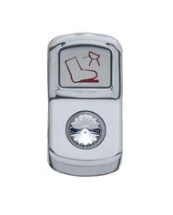 (CARD) CHROME PLASTIC "FLOOR LIGHT" ROCKER SWITCH COVER W/ DIAMOND - CLEAR