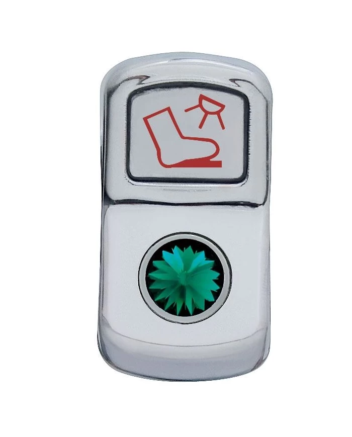 (CARD) CHROME PLASTIC "FLOOR LIGHT" ROCKER SWITCH COVER W/ DIAMOND - GREEN