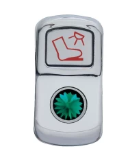 (CARD) CHROME PLASTIC "FLOOR LIGHT" ROCKER SWITCH COVER W/ DIAMOND - GREEN