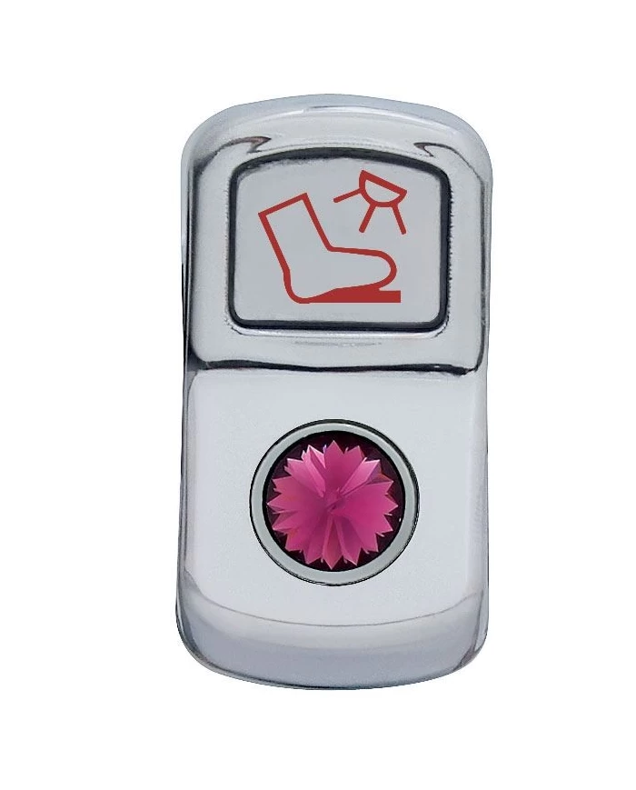 (CARD) CHROME PLASTIC "FLOOR LIGHT" ROCKER SWITCH COVER W/ DIAMOND - PURPLE