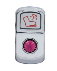 (CARD) CHROME PLASTIC "FLOOR LIGHT" ROCKER SWITCH COVER W/ DIAMOND - PURPLE