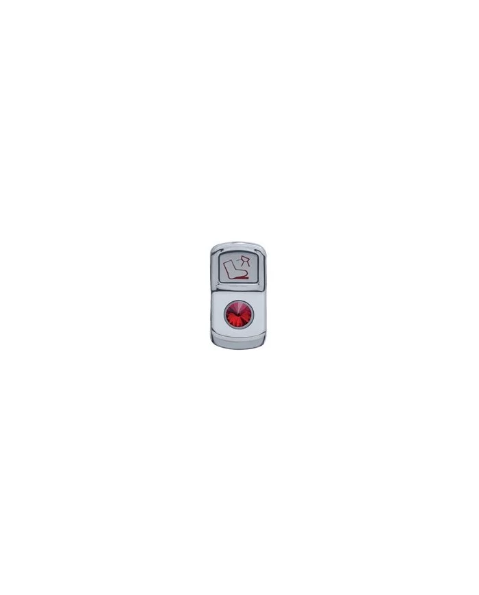 (CARD) CHROME PLASTIC "FLOOR LIGHT" ROCKER SWITCH COVER W/ DIAMOND - RED