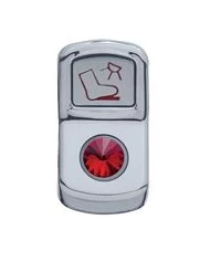 (CARD) CHROME PLASTIC "FLOOR LIGHT" ROCKER SWITCH COVER W/ DIAMOND - RED