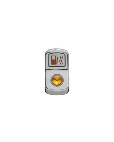 (CARD) CHROME PLASTIC "FUEL HEAT" ROCKER SWITCH COVER W/ DIAMOND - AMBER (CARD) CHROME PLASTIC "FUEL HEAT" ROCKER SWITCH COVER W/ DIAMOND - AMBER