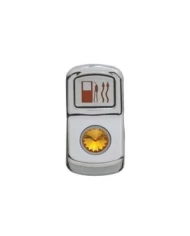 (CARD) CHROME PLASTIC "FUEL HEAT" ROCKER SWITCH COVER W/ DIAMOND - AMBER (CARD) CHROME PLASTIC "FUEL HEAT" ROCKER SWITCH COVER W/ DIAMOND - AMBER